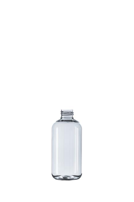 200ml Clear PET Boston Round Bottle, 24/410 Neck